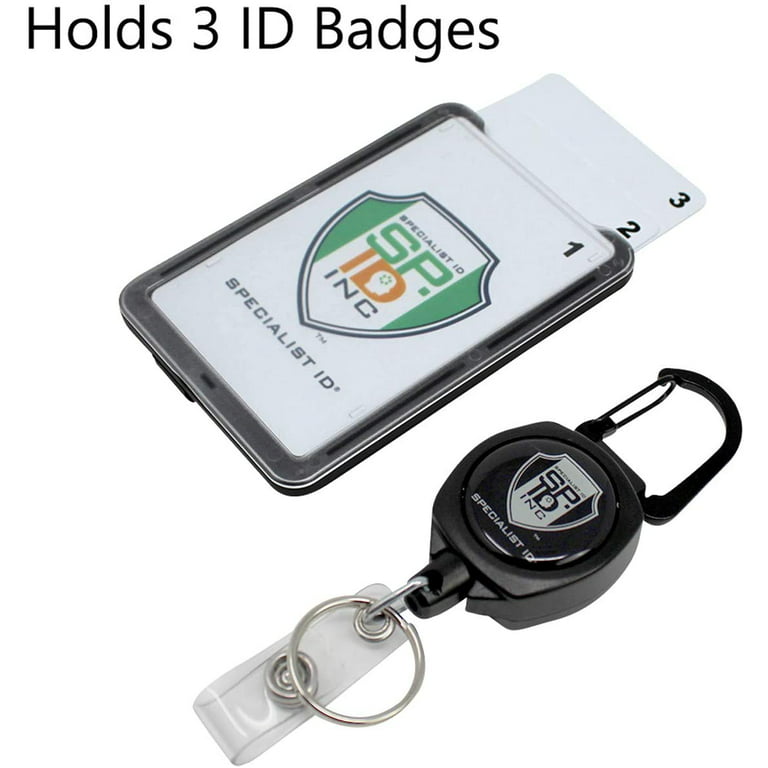Hard Plastic 3 Card Badge Holder with Retractable Reel