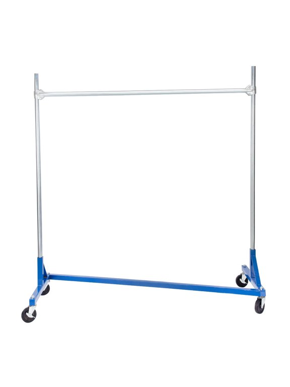 Super Heavy-Duty Single-Rail Clothing Rack (Z-Truck Rolling Rack) - 63"W X 24"D X 66"H (Holds 500lbs) - Sturdy Heavy Duty Clothing Rack Z Truck Garment Rack