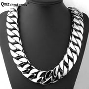 JGCYY Super Heavy Thick Mens Flat Oversize Miami Curb Link Cuban Chains Necklaces Tone 316L Stainless Steel Hip Hop Neck Jewelry 31mm