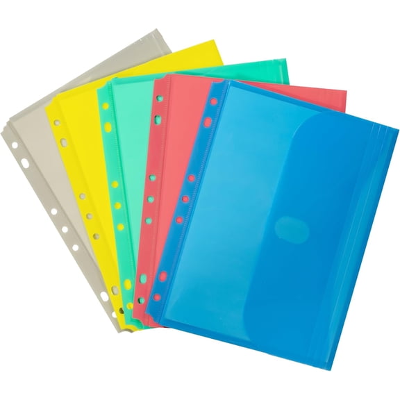Super Heavyweight Poly Mini Size Binder Pocket, 5.5 x 8.5 inches, 7-Hole Punched, 1 Pocket, Color May Vary (08730)