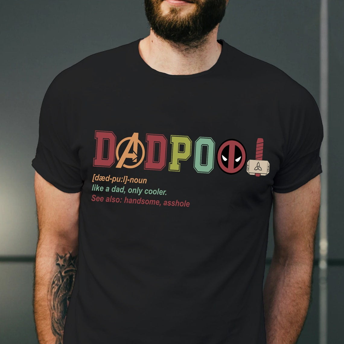 Super Her.o Dadp00l BLACK TShirt, Dad Definition Shirt, Father's Day