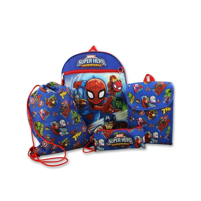 Super Hero Adventures Boys 5 piece Backpack and Snack Bag School Set MUCF5K3YT