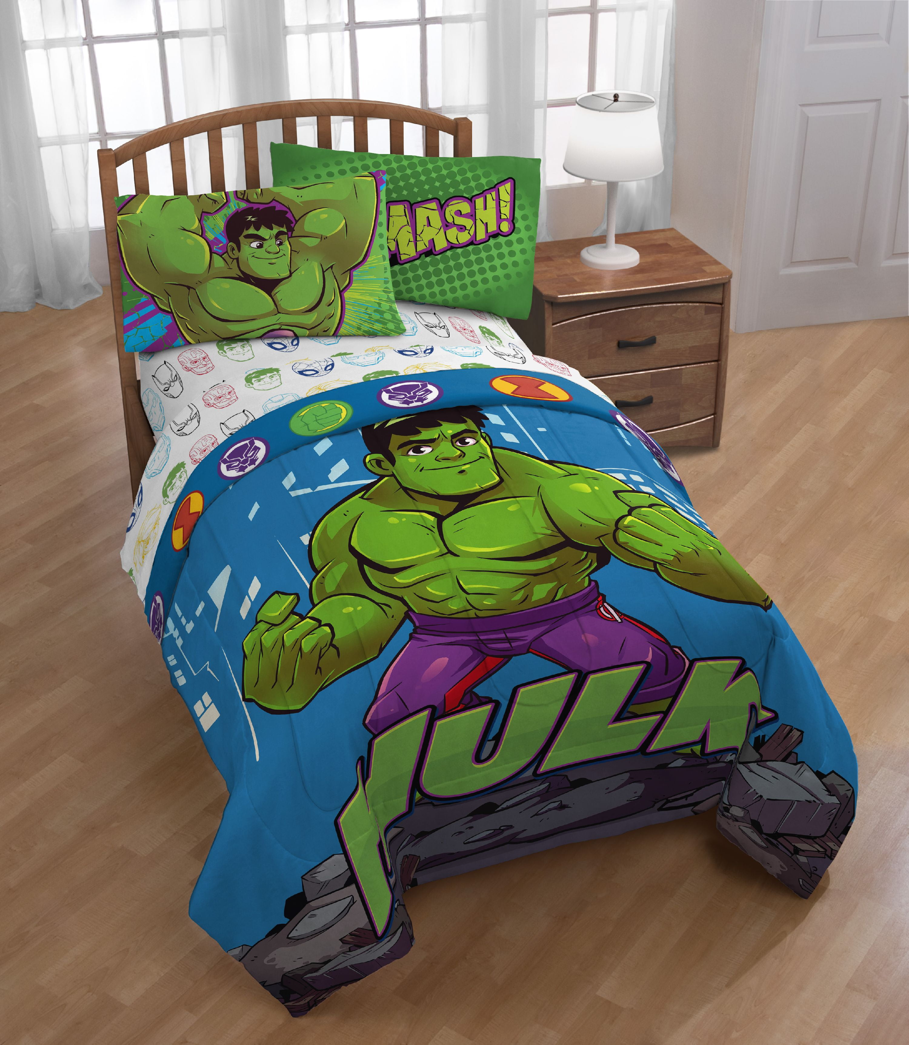 Super Hero Adventures Hulk Out Blue Kids Twin Bed Set Walmart
