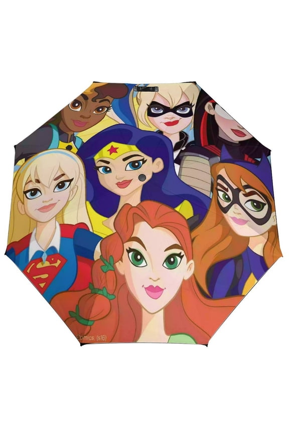 Super Hero Girls-theme 3 Fold Auto Umbrella sunshade for Outdoor activities gifts for fans,friends,family and Lovers