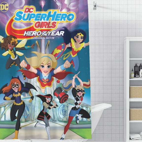 Super Hero Girls-theme Bathroom Shower Curtain Home Decor,Bath Curtains Durable Waterproof Bath Curtain , Adluts Girls Boys Bathroom Decor House Gifts 52x71inch130cmX180cm