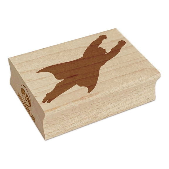 Super Hero Man Flying with Arms Out Rectangle Rubber Stamp Stamping Scrapbooking Crafting - Small 1.7in