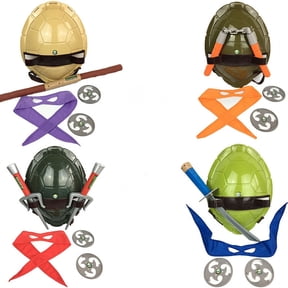 Super Hero Ninja Tortoise Cosplay Costume Set of 4Pcs,COS Dressed Weapon Suit Halloween Decoration Birthday Party Favors for Children Kids Fans
