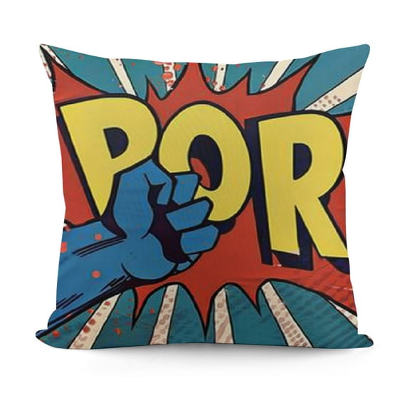 Super Hero Quote Throw Pillow Case Cushion Cover Exclamation Pattern Decorative Square Pillowcase Best Gift (Pow!)