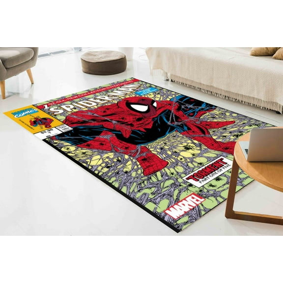 Super Hero Rug, Cartoon Rug, Boyroom Rug, Children Rugs, Gift For Him, Gift For Her, Machine Washable Rug, Bedroom Rug, Pattern Rug, 3.3'x6.5' - 100x200 cm