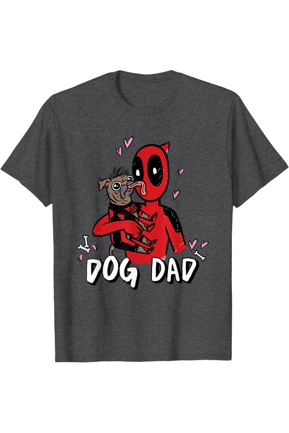 Super Heroes Pets Deadpool Loves Dogpool Dog Dad DTG Print Unisex T-Shirt,Dark Heather Grey Color,Size 4XL