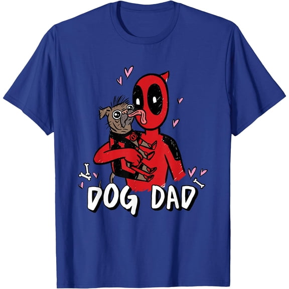Super Heroes Pets Deadpool Loves Dogpool Dog Dad DTG Print Unisex T-Shirt,Royal Blue Color,Size 2XL