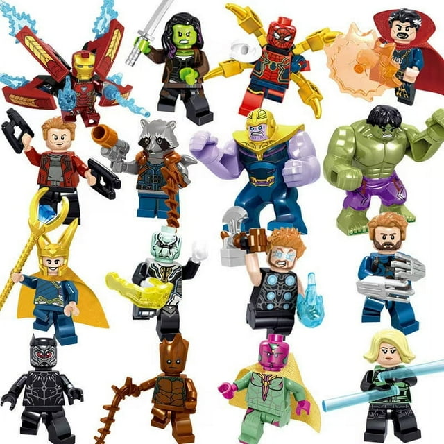 Super Heros 16 PCS Anime Bricks Set – Action Minifigure Assemble Toys, Compatible DIY Building Blocks for Kids Gifts