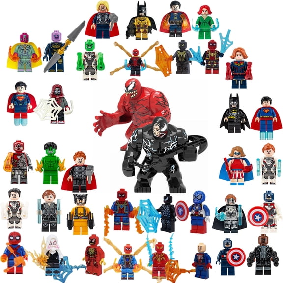 Super Heros Building Blocks Action Figures Set(38 Pack) Birthday Gift Cake Topper Party Decorations