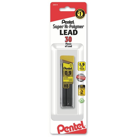 Pentel Super Hi-Polymer Lead Refill (0.9mm) Thick, HB, 30 pcs/Tube 1-Pk
