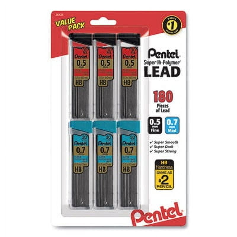 Super Hi-Polymer Lead Refill Value Pack, 0.5 mm; 0.7 mm, HB, Black, 30/Tube, 6 Tubes/Pack Super Hi-Polymer Lead Refill Value Pack, 0.5 mm; 0.7 mm, HB, Black, 30/Tube, 6 Tubes/Pack