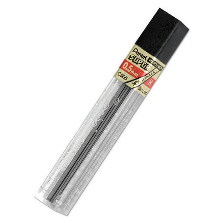 Super Hi-Polymer Lead Refills, 0.5 mm, H, Black, 12/Tube Super Hi-Polymer Lead Refills, 0.5 mm, H, Black, 12/Tube