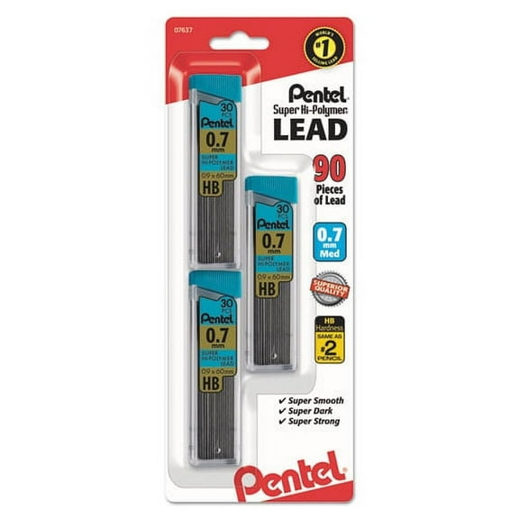Super Hi-Polymer Lead Refills, 0.7 Mm, Hb, Black, 30/tube, 3 Tubes/pack | Bundle of 2 Packs