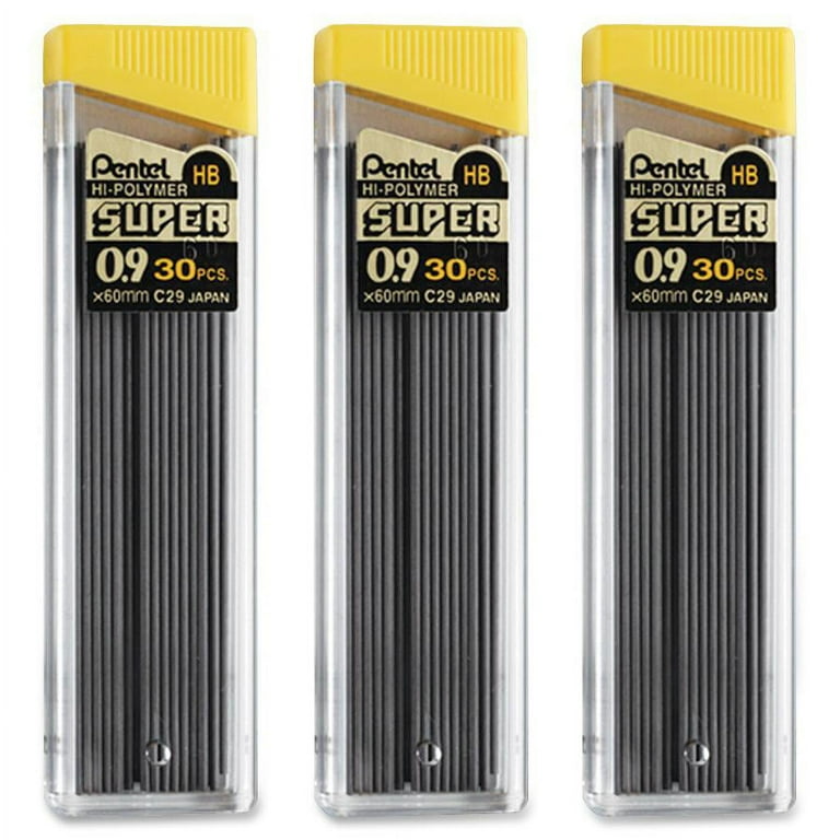 Super Hi-Polymer Lead Refills, 0.9 mm, HB, Black, 30/Tube, 3 Tubes/Pack Super Hi-Polymer Lead Refills, 0.9 mm, HB, Black, 30/Tube, 3 Tubes/Pack