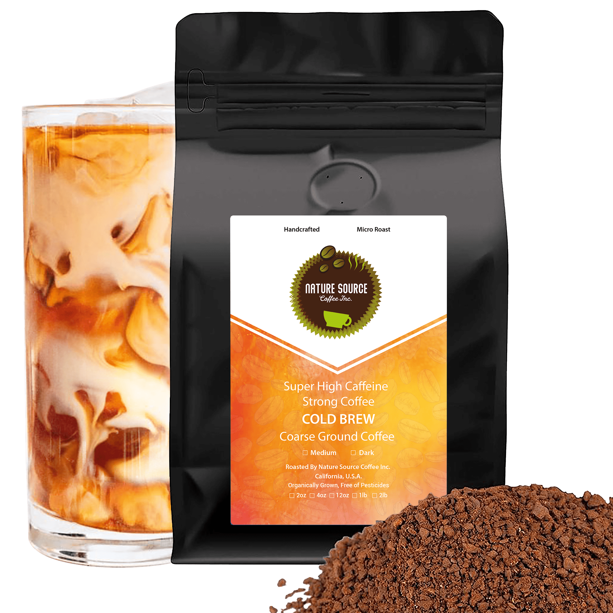 Super High Caffeine Cold Brew, Strong Robusta Coffee, Organic, Coarse  Ground