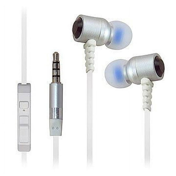 Super High Clarity 3.5mm Stereo Earbuds/ Headphone for Vodafone Smart V8,Smart E8,N8,Smart Turbo 7, Platinum 7 , ultra 7, prime (White) - w/ Mic & Volume Control + Carry Bag