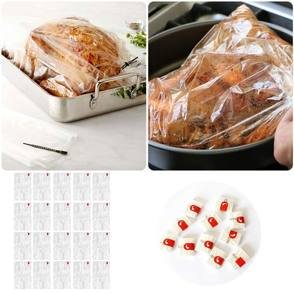 Super High Temperature Resistant Oven Bag for Roast Chicken and Turkey - 250x380mm Independent Station Heat Resistant Cooking Bag for Baking and Roasting - Clear