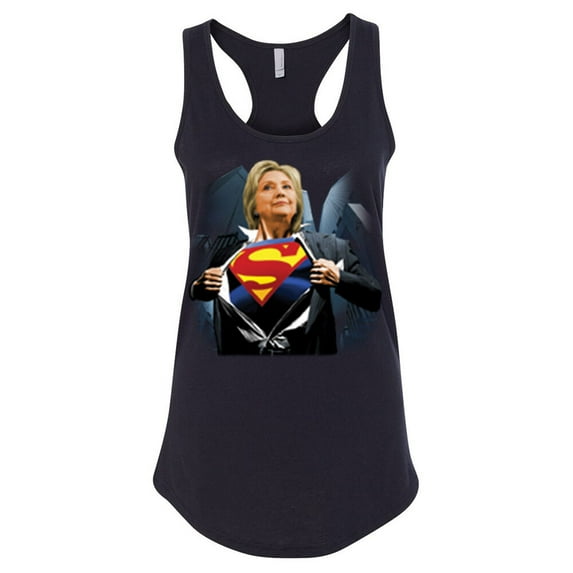 Super Hillary Clinton Lady Tank Top Make America Great Color Black Small