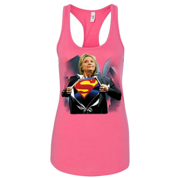 Super Hillary Clinton Lady Tank Top Make America Great Color Pink 2X-Large