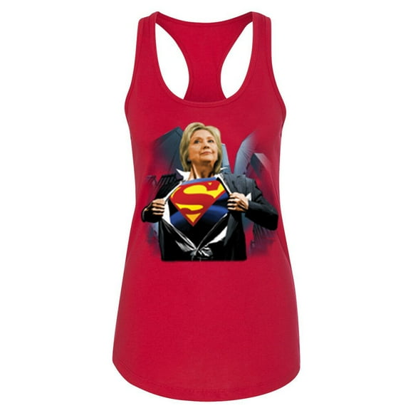 Super Hillary Clinton Lady Tank Top Make America Great Color Red Large