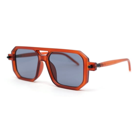 Super Hipster Squared Rectangle Racer Gentlemens Sunglasses Brown - Black