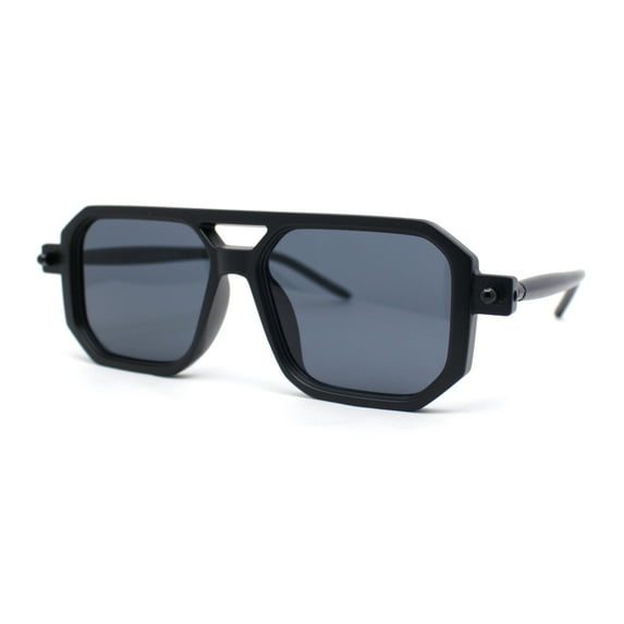 Super Hipster Squared Rectangle Racer Gentlemens Sunglasses Matte Black - Black