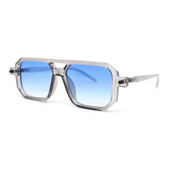 Super Hipster Squared Rectangle Racer Gentlemens Sunglasses Slate - Blue