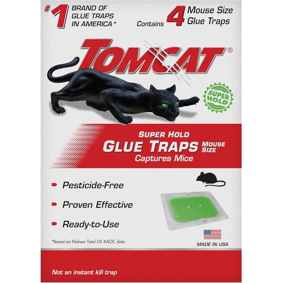 Super Hold Glue Traps Mouse Size for Mice, Cockroaches, Spiders, and Scorpions, Ready-To-Use, 4 Traps