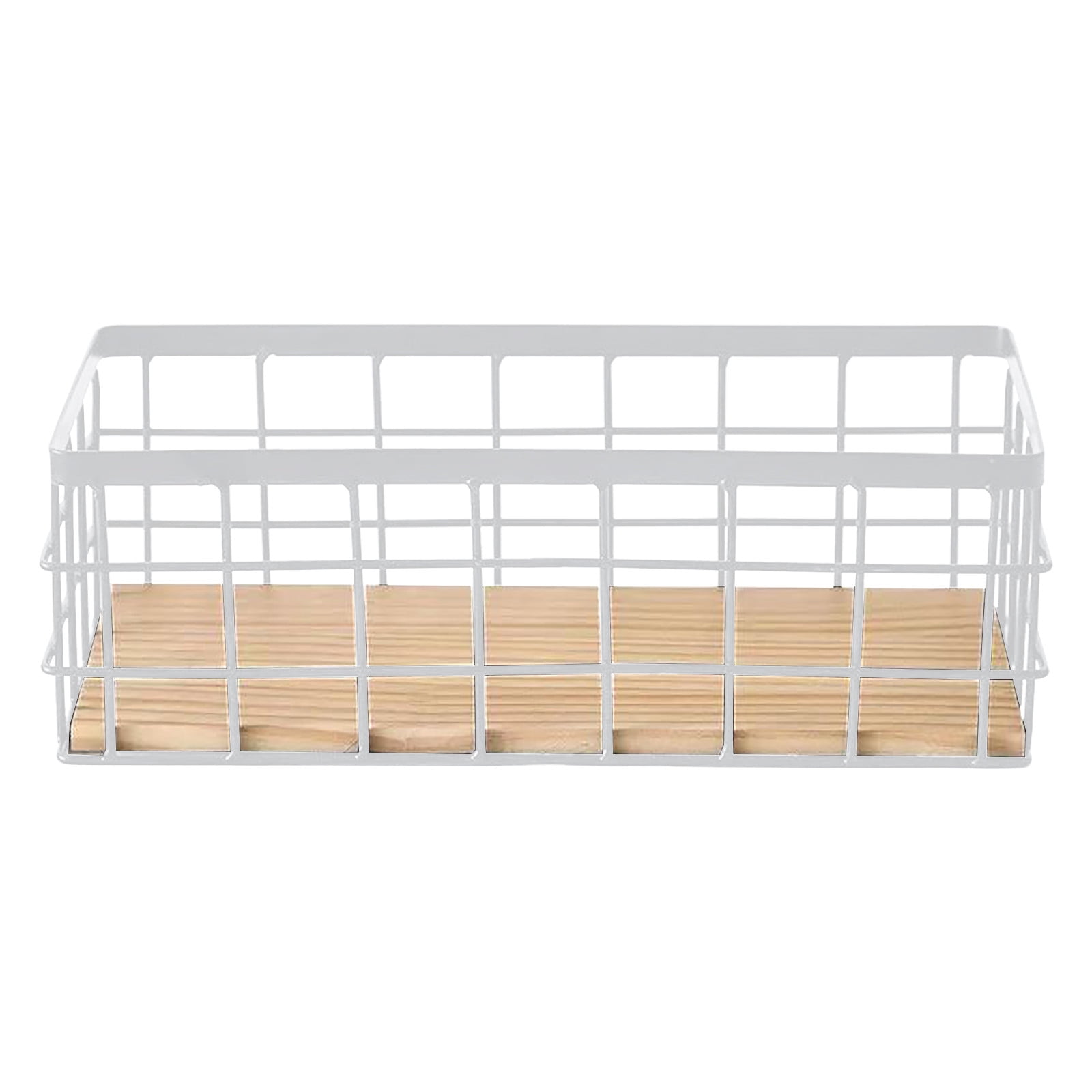 Super Holiday Savings! Uhuya No Drilling Wall Hanging Mounted Metal Wire Baskets Kitchen Organization Storage White
