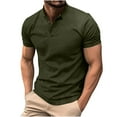 thumbnail image 1 of Umfun Men Casual Button Short Sleeve Turndown Pullover T Shirt Sports Tops Army Green XL, 1 of 5