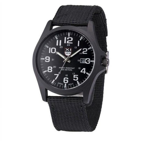 Umfun Mens Date Stainless Steel Military Sports Analog Quartz Wrist Watch Black