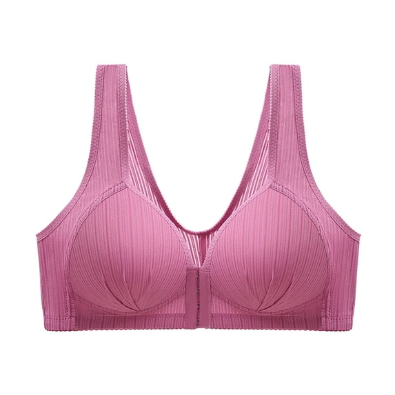 Umfun Women's Bra Soild Wire Free Underwear One Piece Bra Everyday Front Buckle Underwear Purple 40 90BC