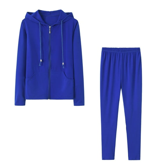 Umfun Women's Outfit Sweatsuit Tie Dye Jogger 2 Piece Sweatshirt Long Sleeve Hooded and Pants Lounge Sets Tracksuit Blue L