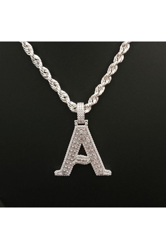 Super Iced Out Diamond Rapper Customized Any Alphabet Initial Name Letter Pendant 14K Gold Plated Custom Unique "A" Letter Charm Pendant 925 Sterling Silver Handmade Mens Hip Hop Jewelry
