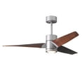 thumbnail image 1 of Super Janet three-blade ceiling fan in Brushed Nickel finish with 52” solid walnut tone blades and dimmable LED light kit&nbsp;, 1 of 6