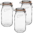 thumbnail image 1 of Super Jar, Canning Jars, 2L French Glass Canning Jar w/Round Body, Glass Jars w/Airtight Lid, Canning Jars Wide Mouth, Glass Jar With Lid, Clear Jar, Clear Glass Jars (64oz/2 Quarts, 3 pk), 1 of 9