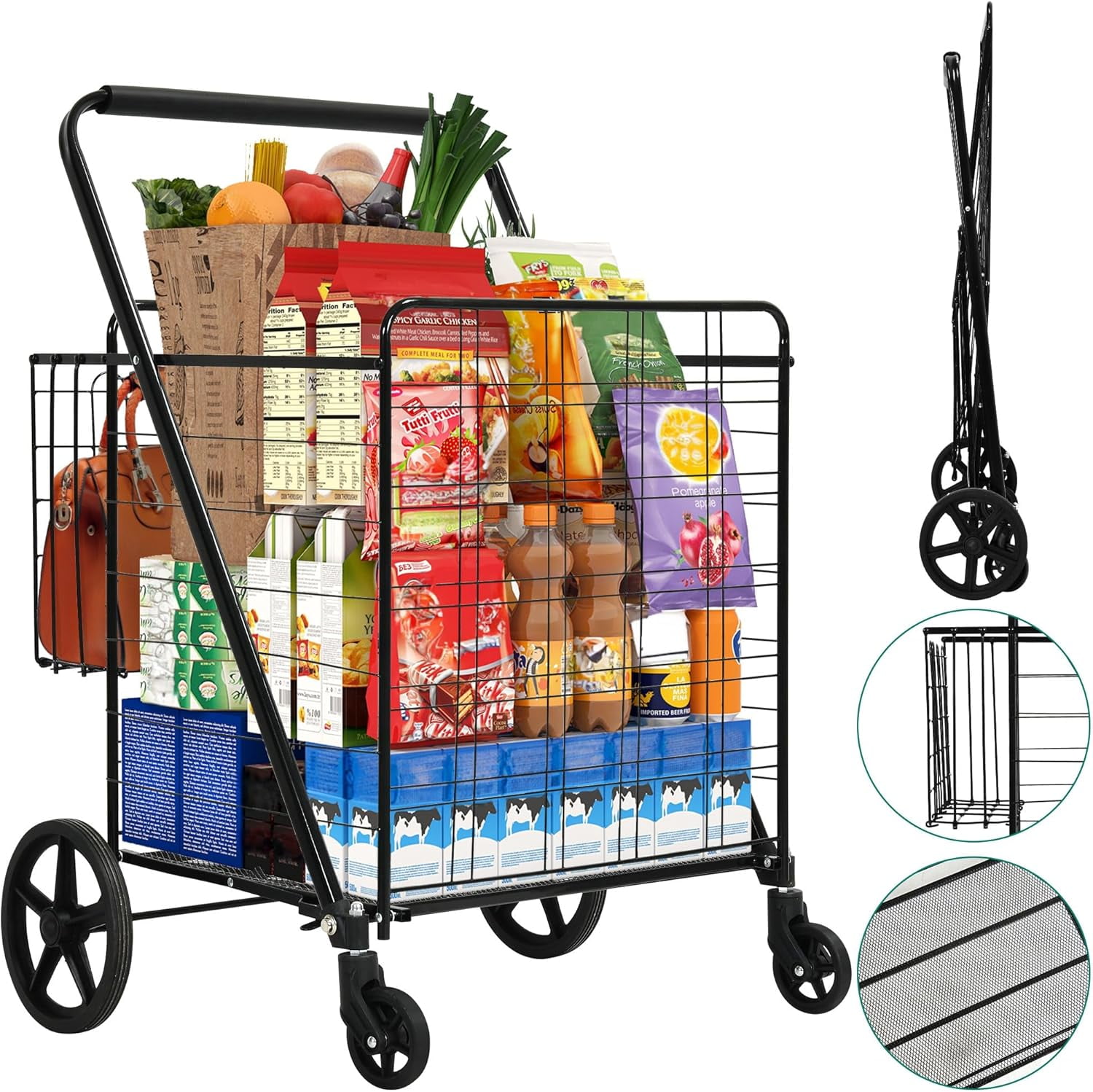 Ubuy Jumbo Shopping Cart With Double Basket Goplus Jumbo Folding