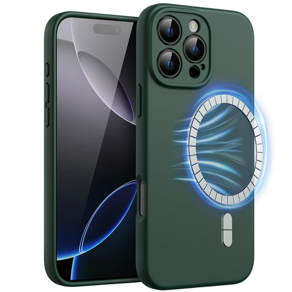 JETech Magnetic Silicone Case for iPhone 16 Pro Max 6.9-Inch, Compatible with MagSafe, Silky Soft Touch, Shock Absorbing Phone Cover with Camera Lens Full Protection (Midnight Green)