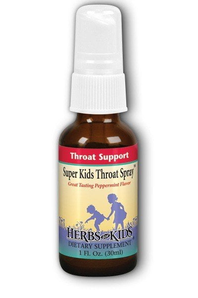 Super Kids Throat Spray, Peppermint Flavor, 1 fl oz (30 ml), Herbs for Kids