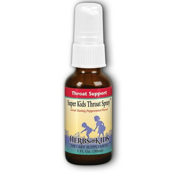 Super Kids Throat Spray, Peppermint Flavor, 1 fl oz (30 ml), Herbs for Kids