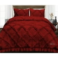 thumbnail image 1 of Super King Plus Comforter Diamond Ruffle Burgundy 300 GSM Plush Siliconized Microfiber Fill Duvet Insert With 1000 Thread Count Egyptian Cotton Shell Fluffy with Piping & Pillowcases, 1 of 8