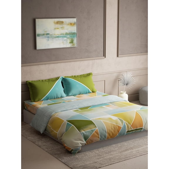 Super King Size Bedsheet & Double Quilt With 2 Pillow Covers - 108 X 108 Inches, Multicolor | Soft, Durable & Long Lasting - Super Comfortable Touch Bedsheet
