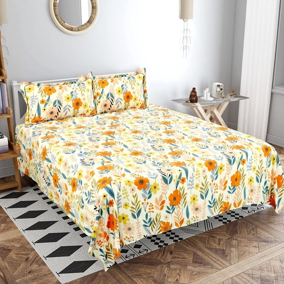 Super King Size Double Bedsheets With 2 King Size Pillow Covers - 108 X 108 Inches, Multicolor | Luxury Soft Sheet, Lightweight & Breathable Bedsheet