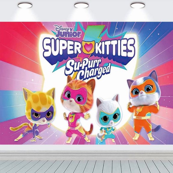 Super Kitties Backdrop Banner Party Supplies Poster Movie Theme Background for Photography Birthday Decorations