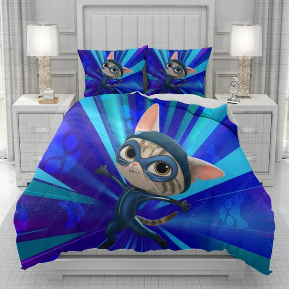 Super Kitties Bedding Set Cozy Cute Include 1 Quilt Cover + 2 Pillow Cases Super Kitties Bedroom Decoration