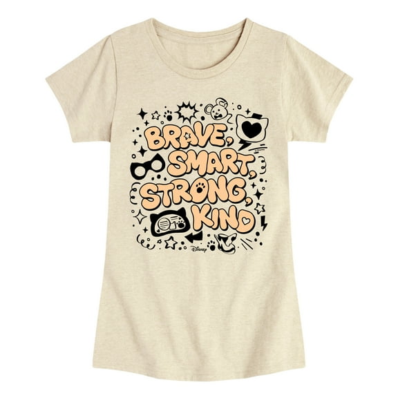 Super Kitties - Brave Smart Strong Kind - Girls Fitted Short Sleeve Graphic T-Shirt